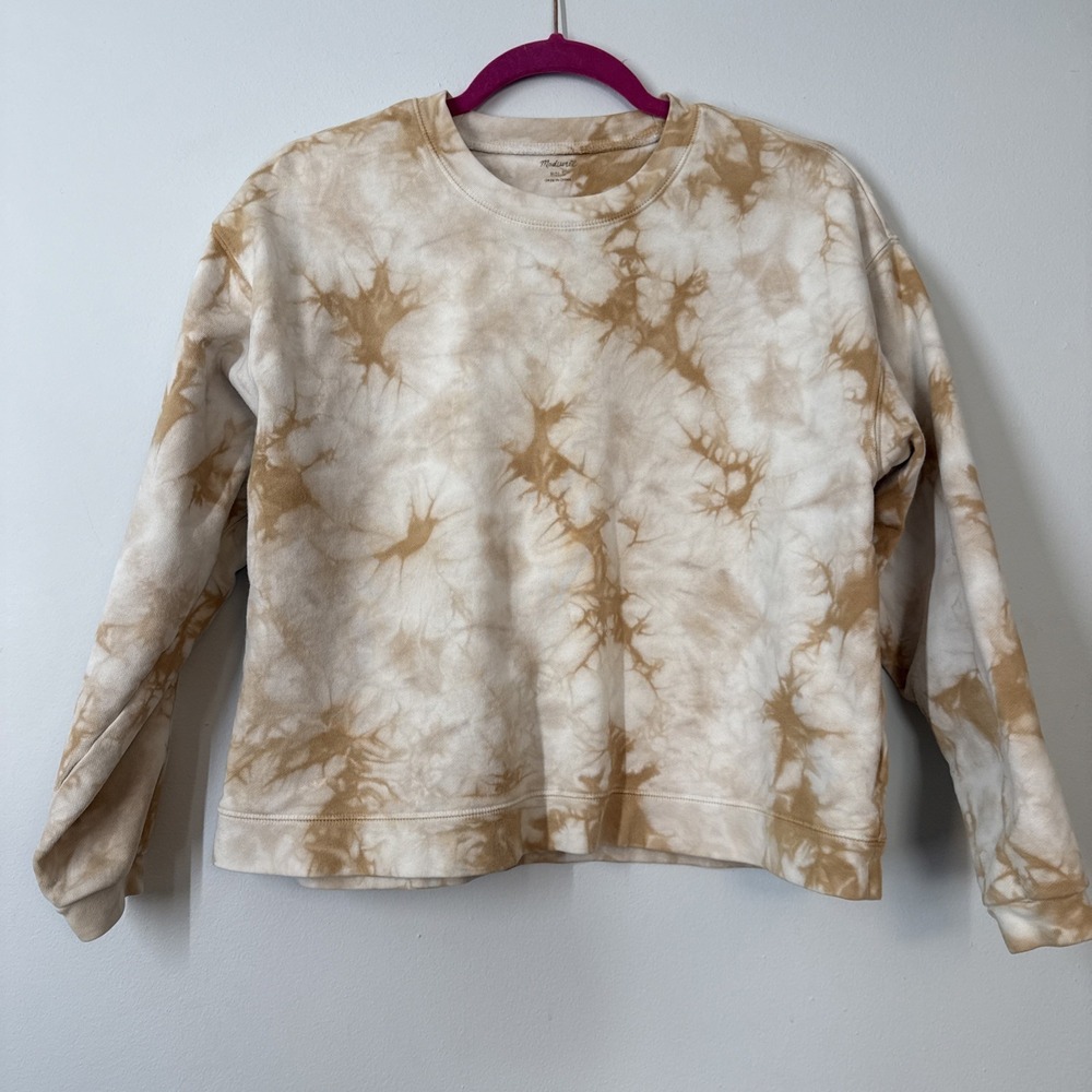 Madewell Tie Dye Swing Sweatshirt Brown White Cozy Casual Aesthetic Boho‎ Small